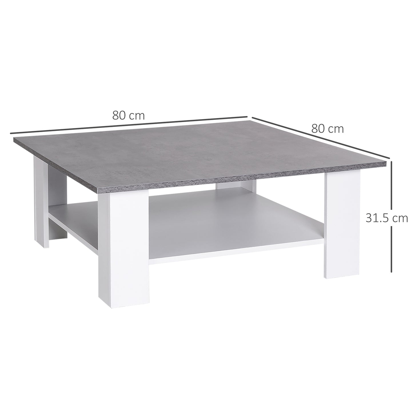 2 Tier Vintage Style Coffee Table Square Side Desk Storage Shelf Indoor Home Living Room Furniture