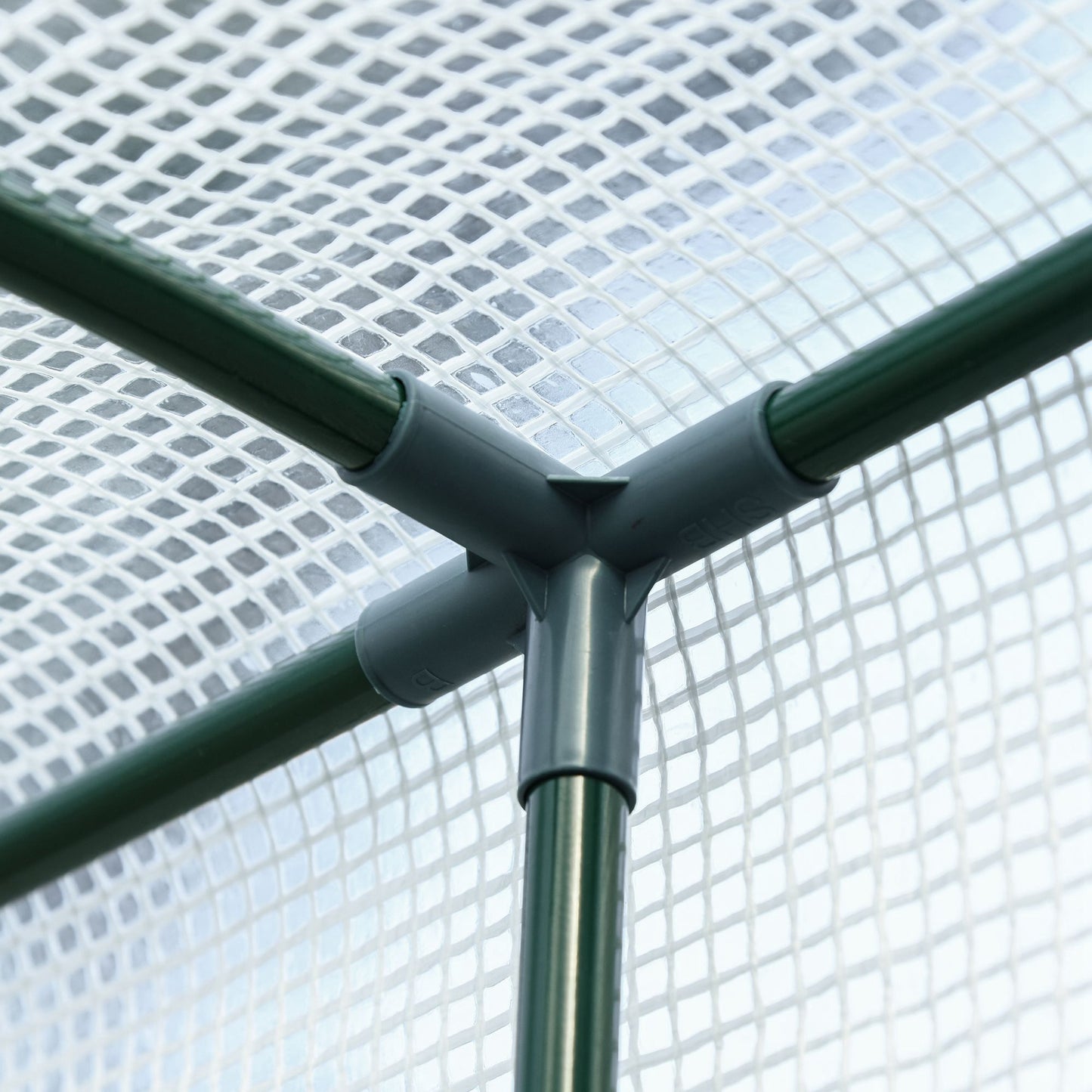 Outsunny Outdoor Walk-In Lean to Wall Greenhouse with Zippered Roll Up Door and PE Cover, 143L x 118W x 212Hcm, White