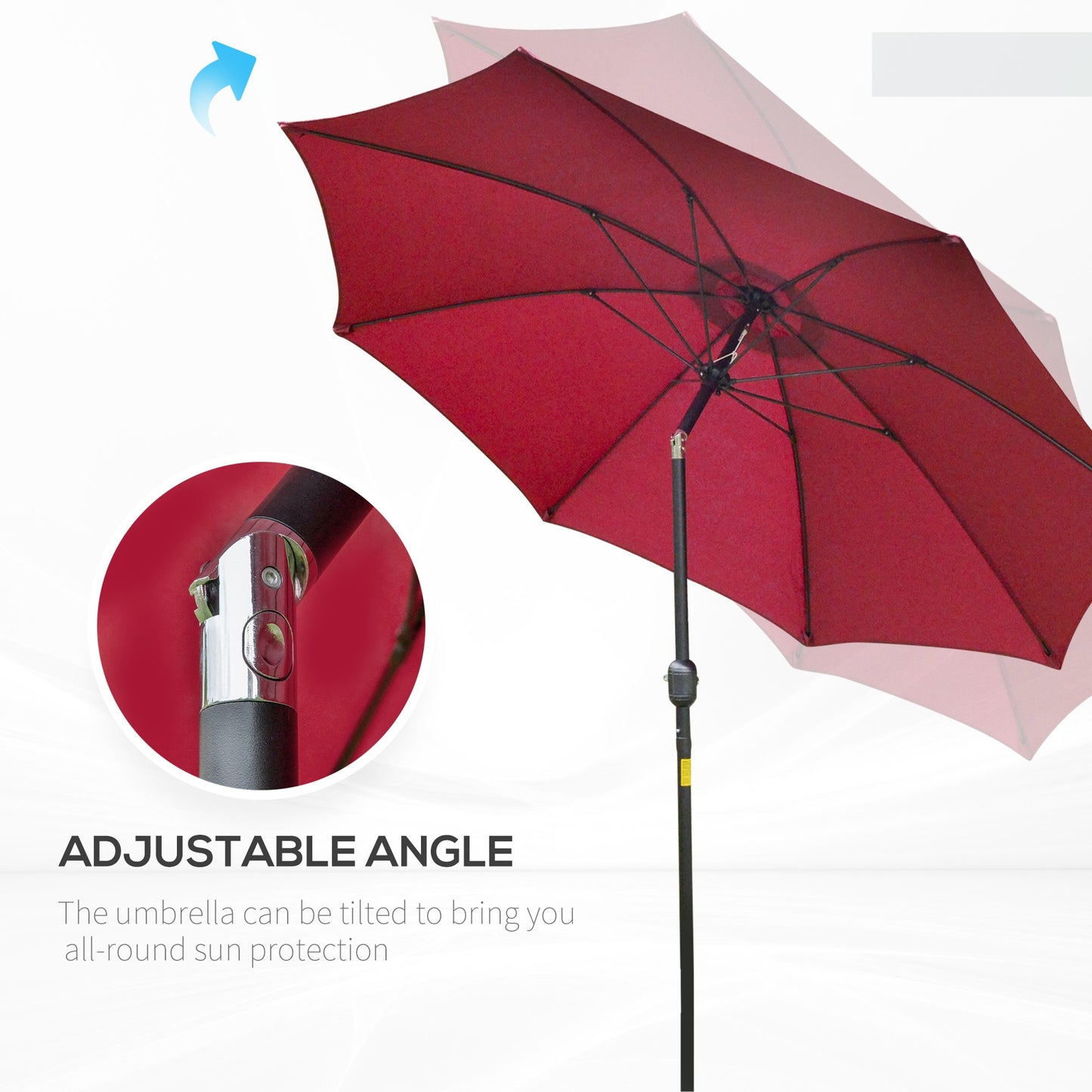 Outsunny Φ2.6M Umbrella Parasol-Red
