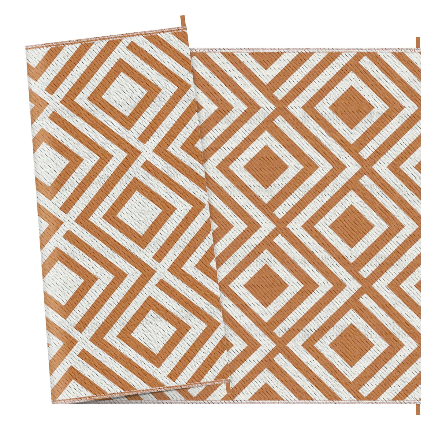 Outsunny Reversible Outdoor Rug with Carry Bag and Ground Stakes, Waterproof Plastic Straw Mat for Backyard, Deck, RV, Picnic, Beach Brown & White