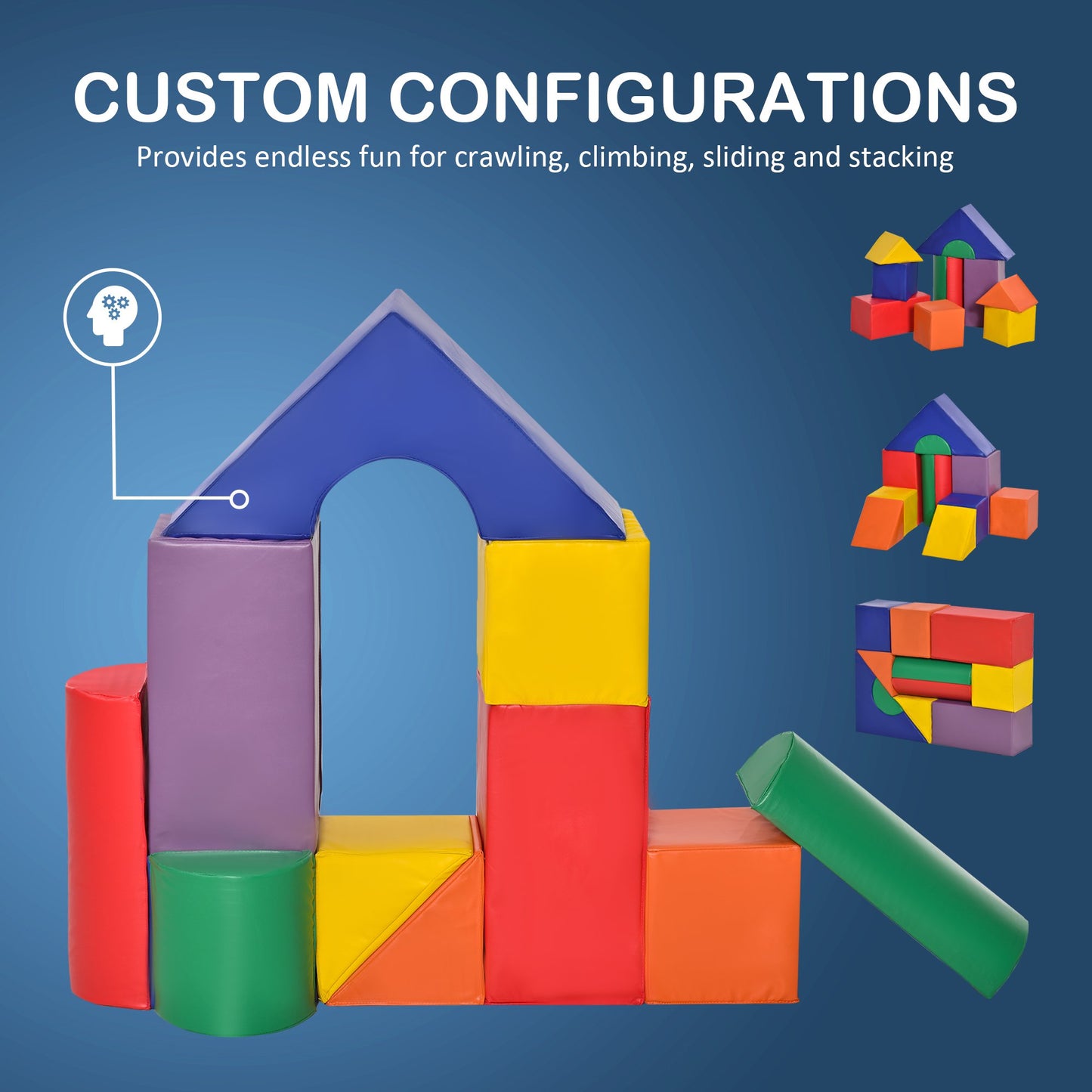 Soft Play Blocks Kids Climb and Crawl Gym Toy Foam Building and Stacking Blocks Non-Toxic Learning Play Set Activity Toy Brick 11 Pieces