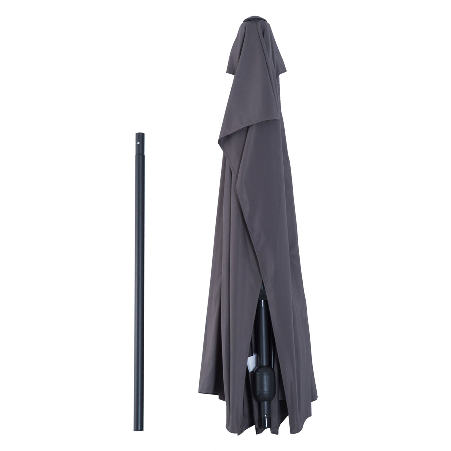 Outsunny 3 m Half Round Umbrella Parasol-Grey Polyester/Aluminum