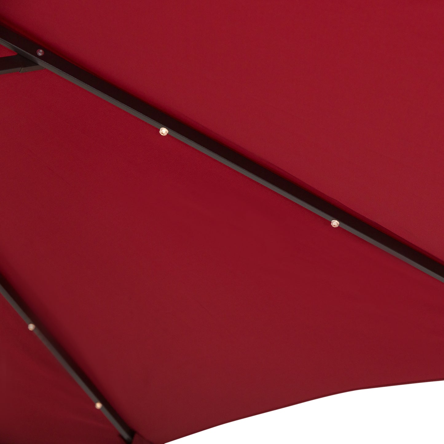Outsunny Φ2.7m Garden 24 LED Light Parasol Solar Outdoor Tilt Sun Umbrella Patio Club Party Event Manual Sun Shade w/ Hand Crank and 8 Ribs Red