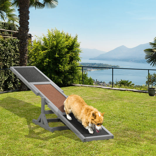 Dog Agility Training Seesaw | Solid Fir Wood | Anti-Slip Surface | Water-Resistant Paint | 50kg Capacity | Max Height 54cm | 180x30x30cm | Grey
