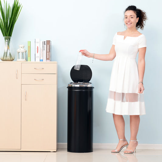 50L Stainless Steel Sensor Trash Can With Bucket-Black