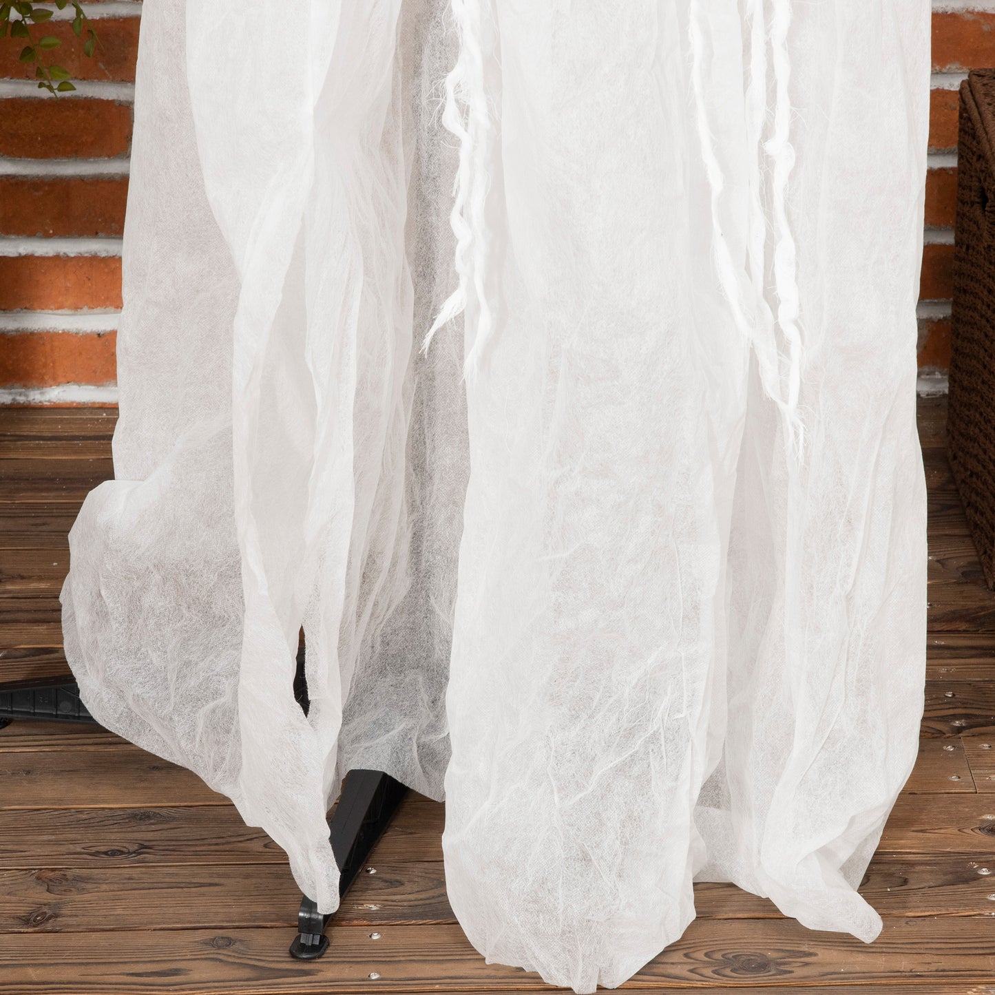 72 Inch Halloween Decorations White Witch Holding Pumpkin Head, Standing Skeleton Ghost Prop Life Size, Motion Activated Light Up Eyes Body