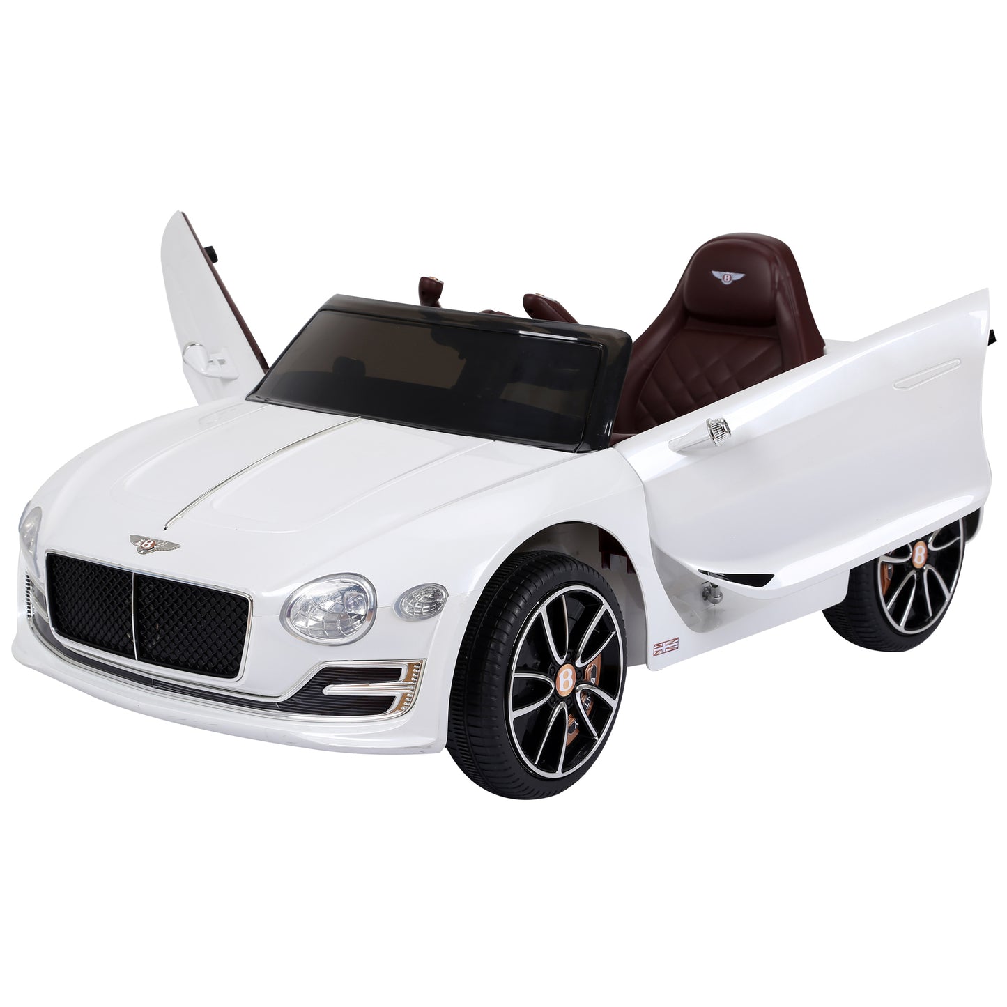 Kids Bentley Style Electric Ride-on Car W/ LED Lights-White