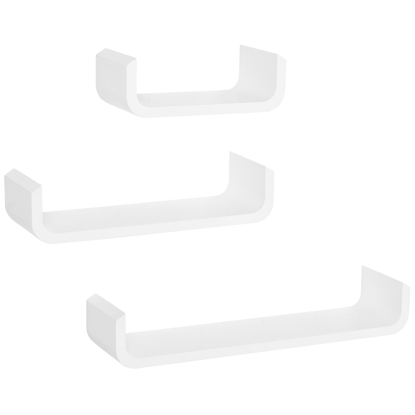 3 Piece U Shaped Shelves Set-White