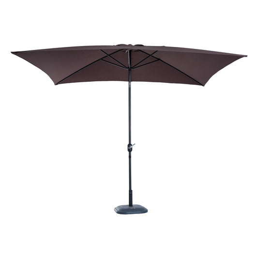 Outsunny Patio Umbrella Parasol Rectangular Garden Canopy Outdoor Sun Shade Shelter W/ Tilt Crank-Brown