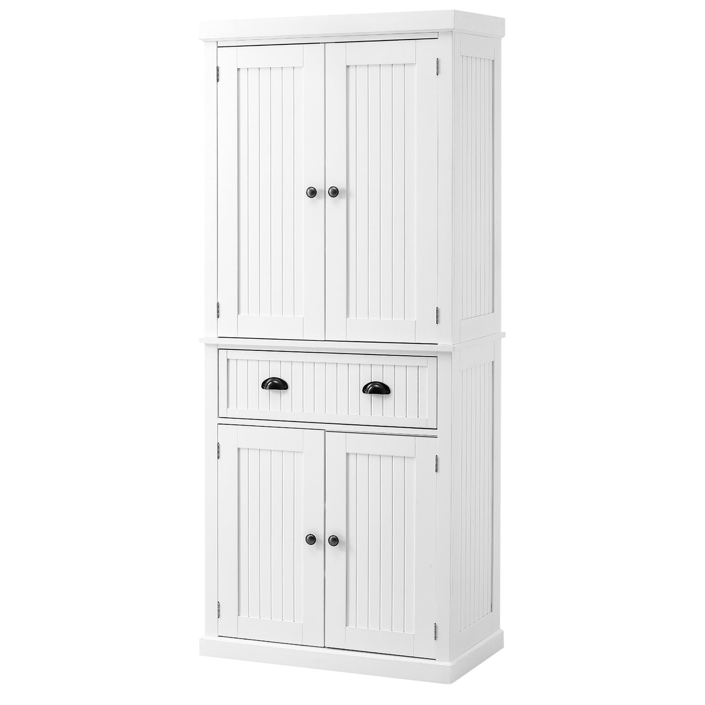 Traditional Kitchen Cupboard Freestanding Storage Cabinet with Drawer, Doors and Adjustable Shelves, White