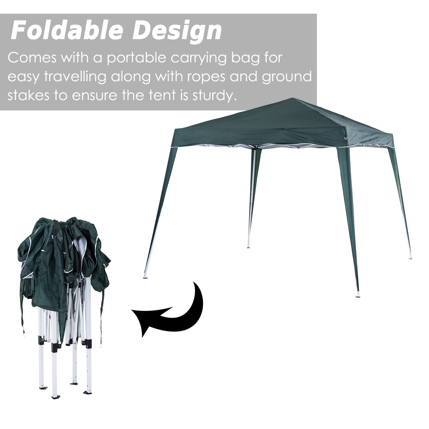 Outsunny Pop-Up Tent, 3Lx3Wx2.4H m-Green
