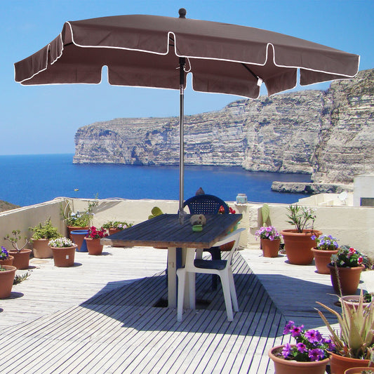 Outsunny Aluminium Umbrella Parasol Sun Screen Shade - Brown