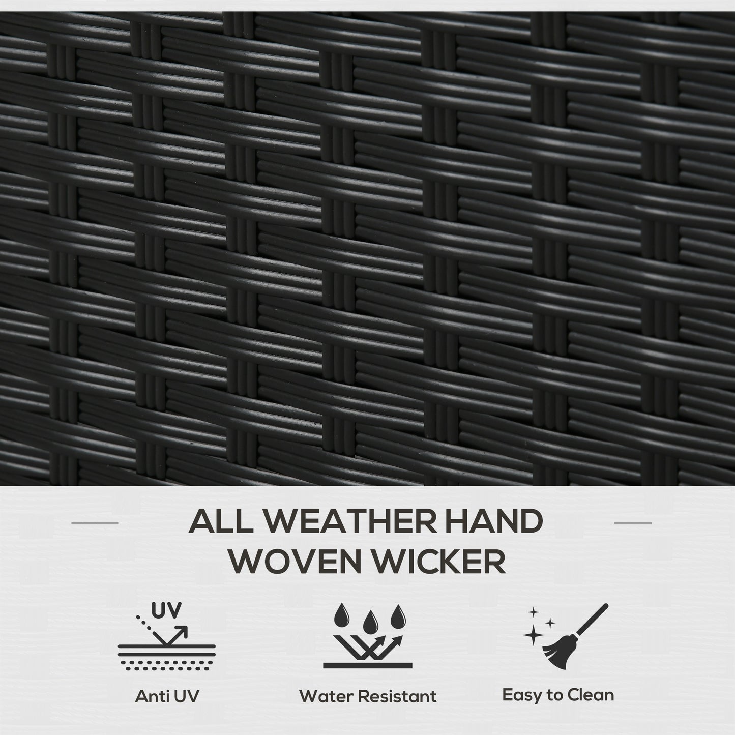 Outsunny Rattan Garden Storage Box, Outdoor PE Wicker Deck Doxes With Shoe Layer for Indoor, Outdoor, Spa, Black