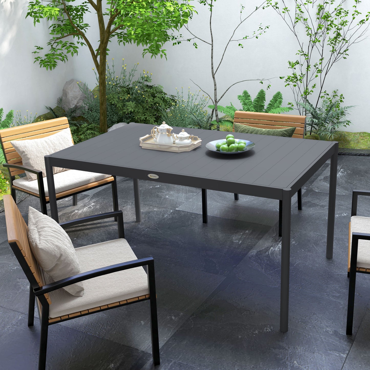 Outsunny Six-Seater Aluminium Outdoor Table