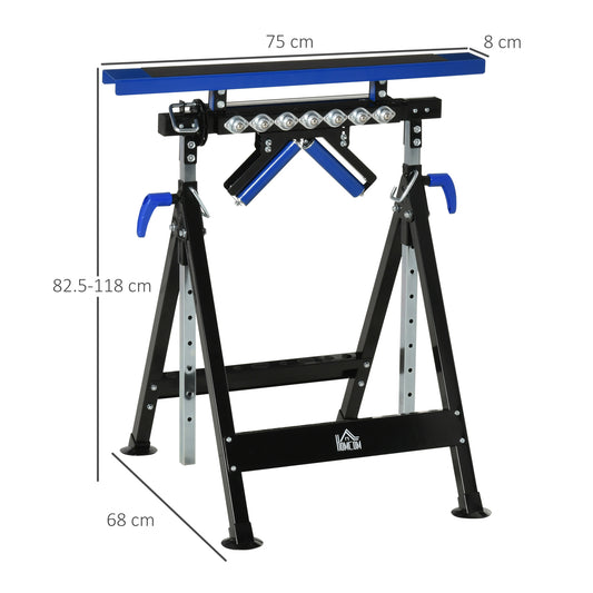 Multi-Function 4 in 1 Workbench Work Table, Ball Support Stand and Roller Trestle, Height Adjustable, Steel Frame