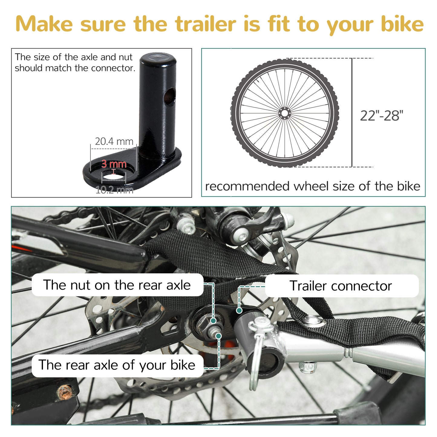 Collapsible Bike Trailer 2-Seater for Baby Bicycle with Pivot Wheel Suitable For 18 Month + Child(Black and White)