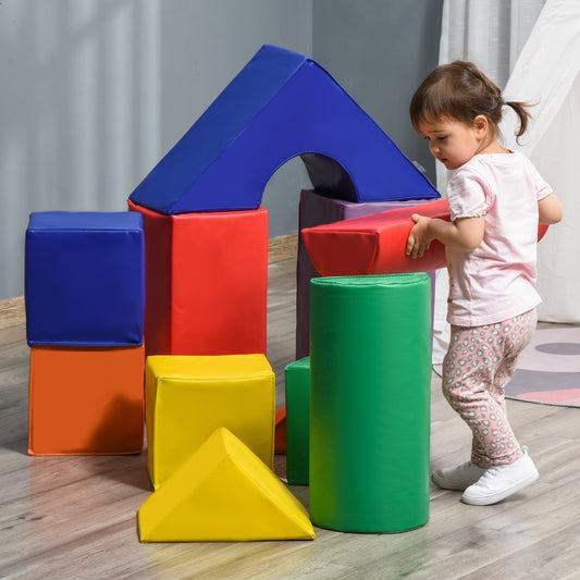Soft Play Blocks Kids Climb and Crawl Gym Toy Foam Building and Stacking Blocks Non-Toxic Learning Play Set Activity Toy Brick 11 Pieces