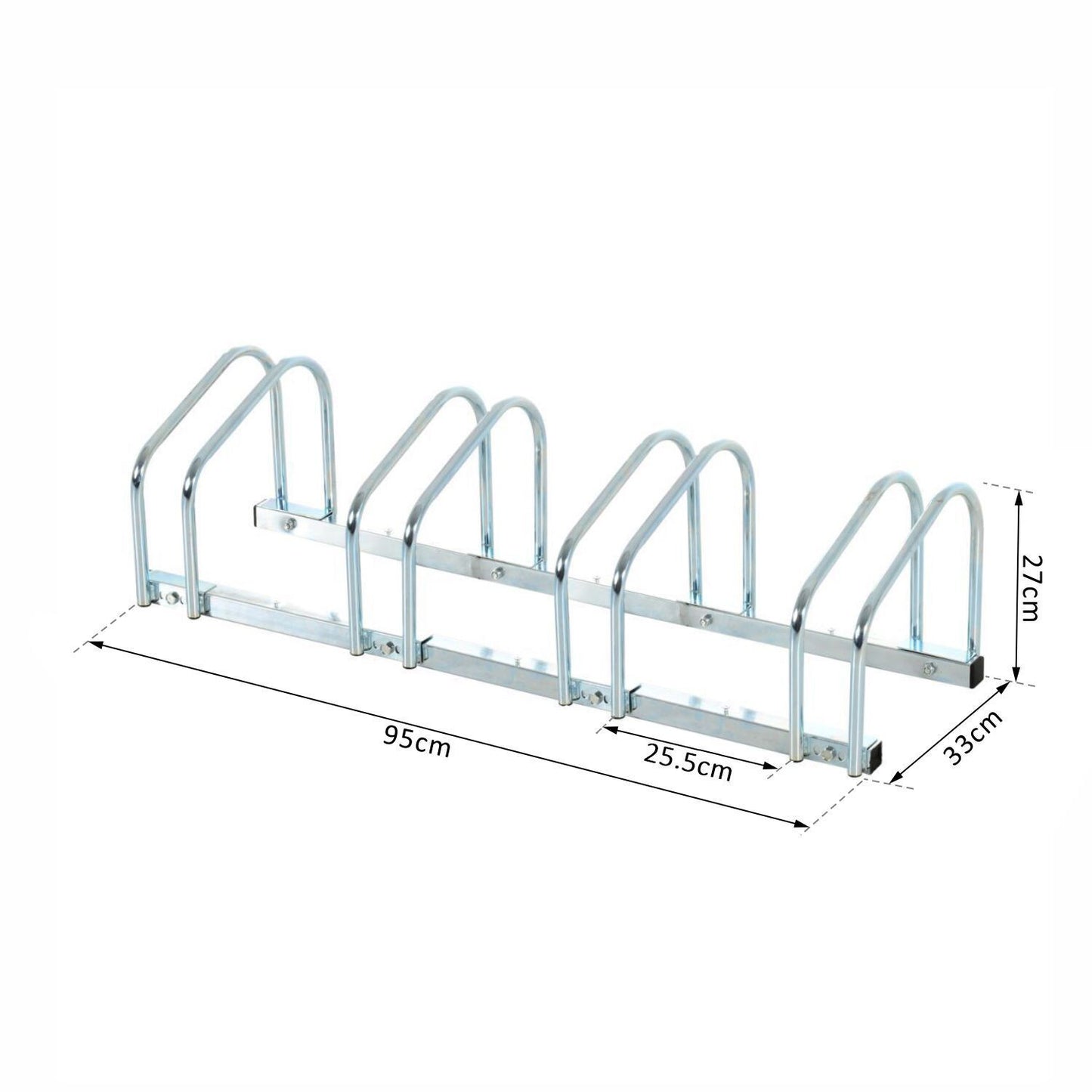 4-Bike Floor Cycle Stand Storage Organiser Rack Silver