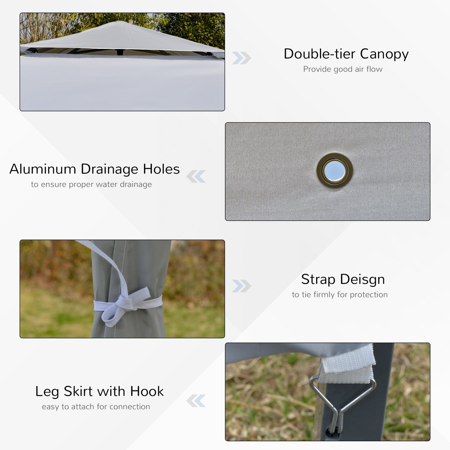 Outsunny Pop-up Canopy Gazebo Tent with Roller Bag & Adjustable Legs Outdoor Party, Steel Frame, 4 x 4m White & Grey