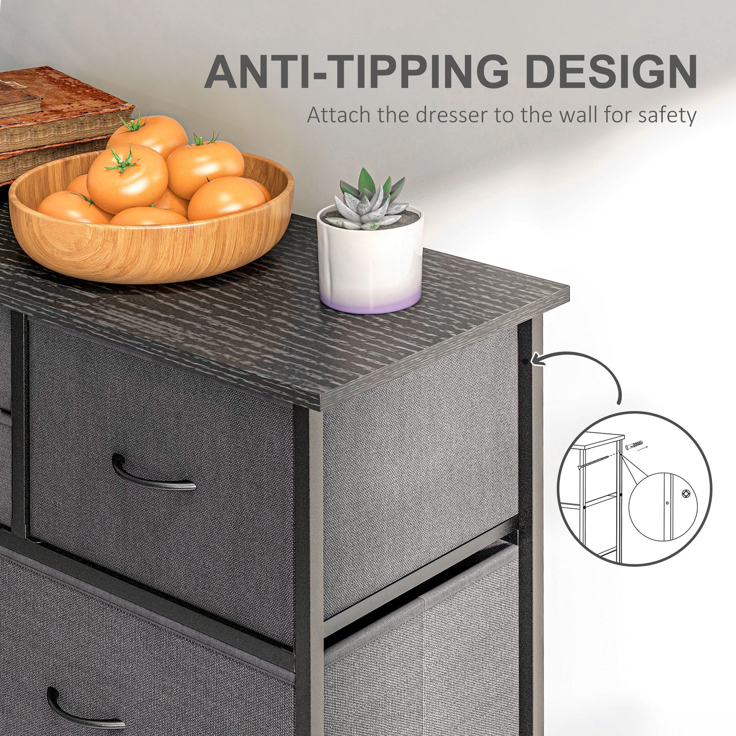 Chest of Drawers, 10 Drawer Dresser with Foldable Fabric Drawers and Steel Frame, Black
