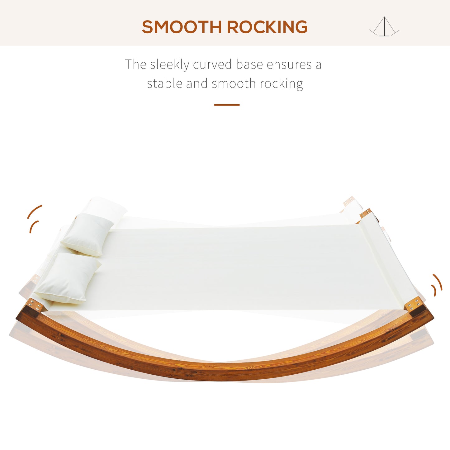 Outsunny Rocking Double Sun Lounger With Wooden Frame-White