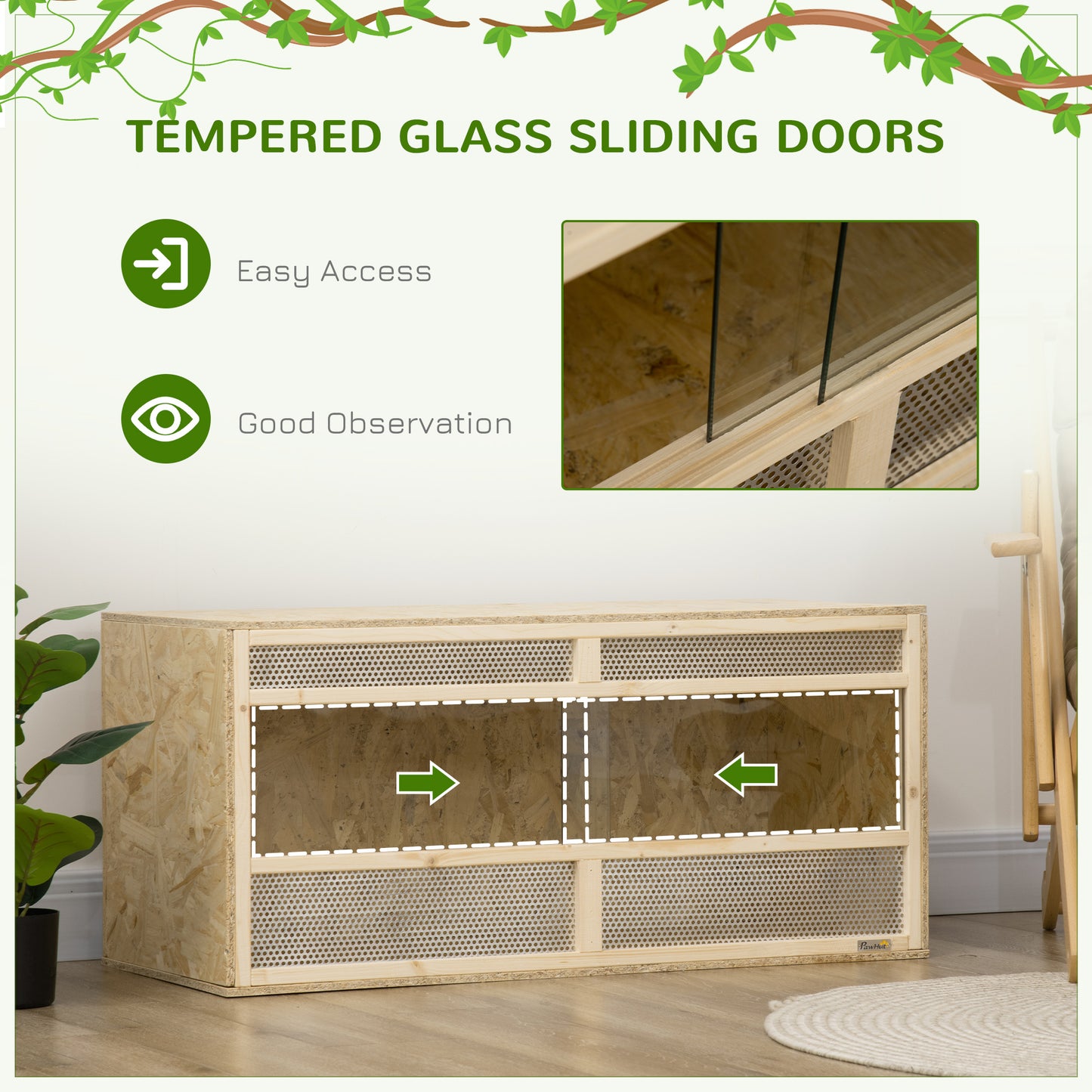 Reptile Terrarium Vivarium, Climbing Pet Containers, Reptile Habitat, with Sliding Doors, Breathable Mesh for Lizards Horned Frogs
