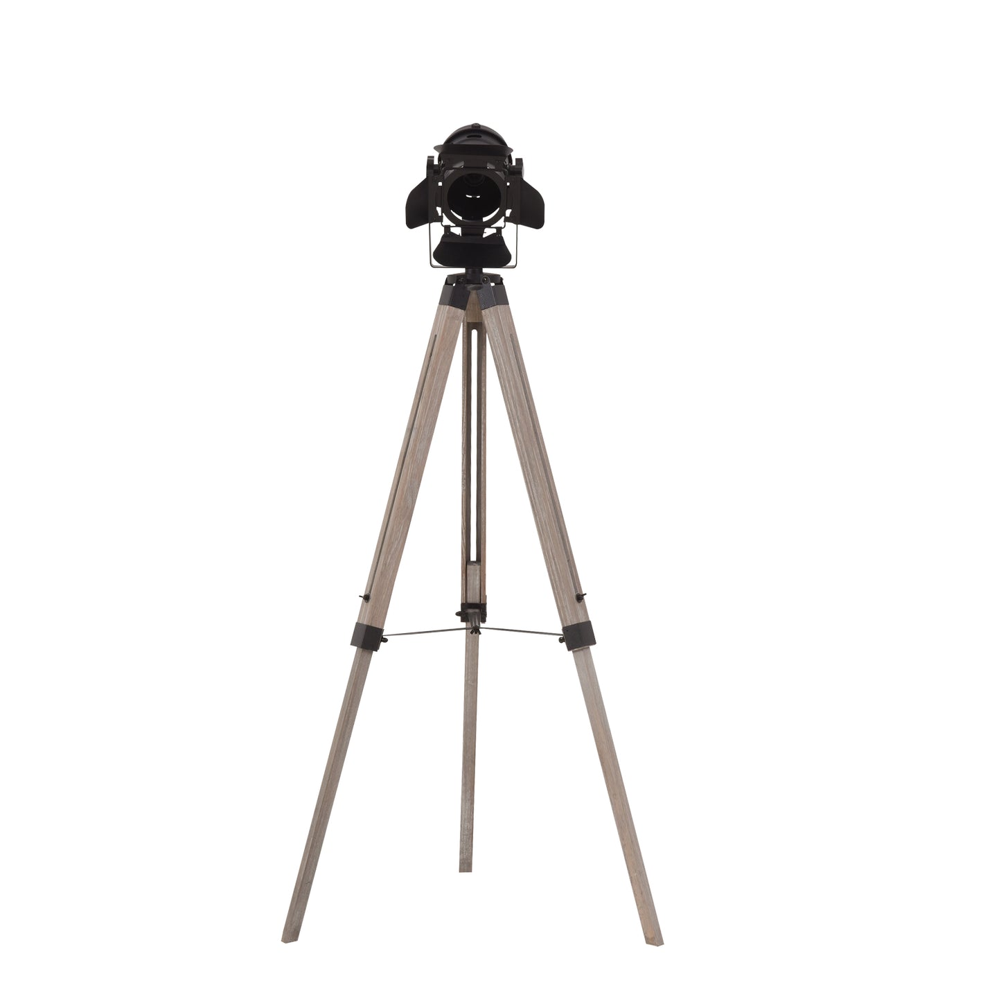 Industrial Style Tripod Floor Lamp Vintage Spotlight Reading Lamp w/ Wood Metal Legs E27 Base Versatile Use For Living Room Bedroom