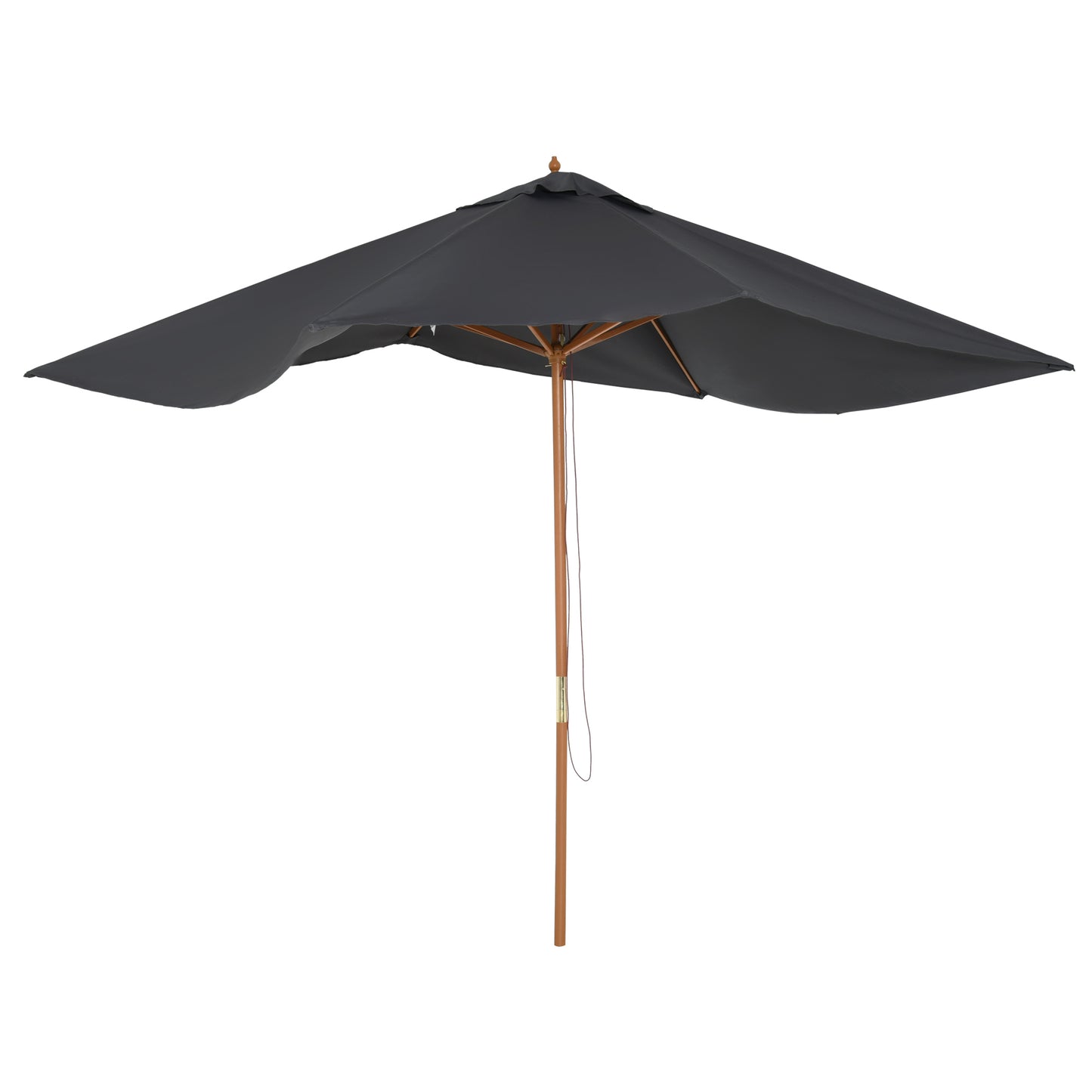 Outsunny Wooden Garden Parasol Umbrella Outdoor Sun Shade Canopy, Dark Grey,2 x 3m