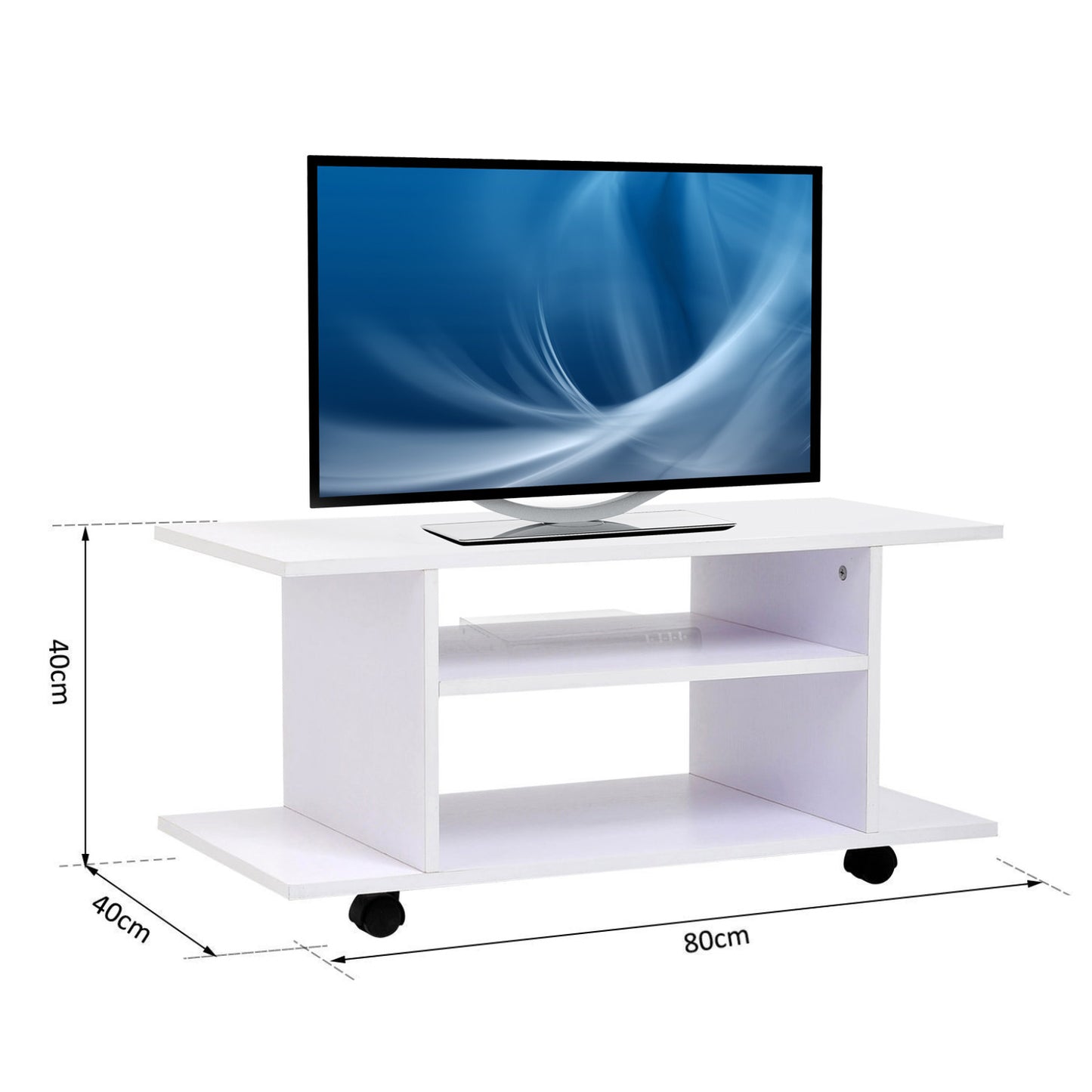 TV Stand With Shelves -White