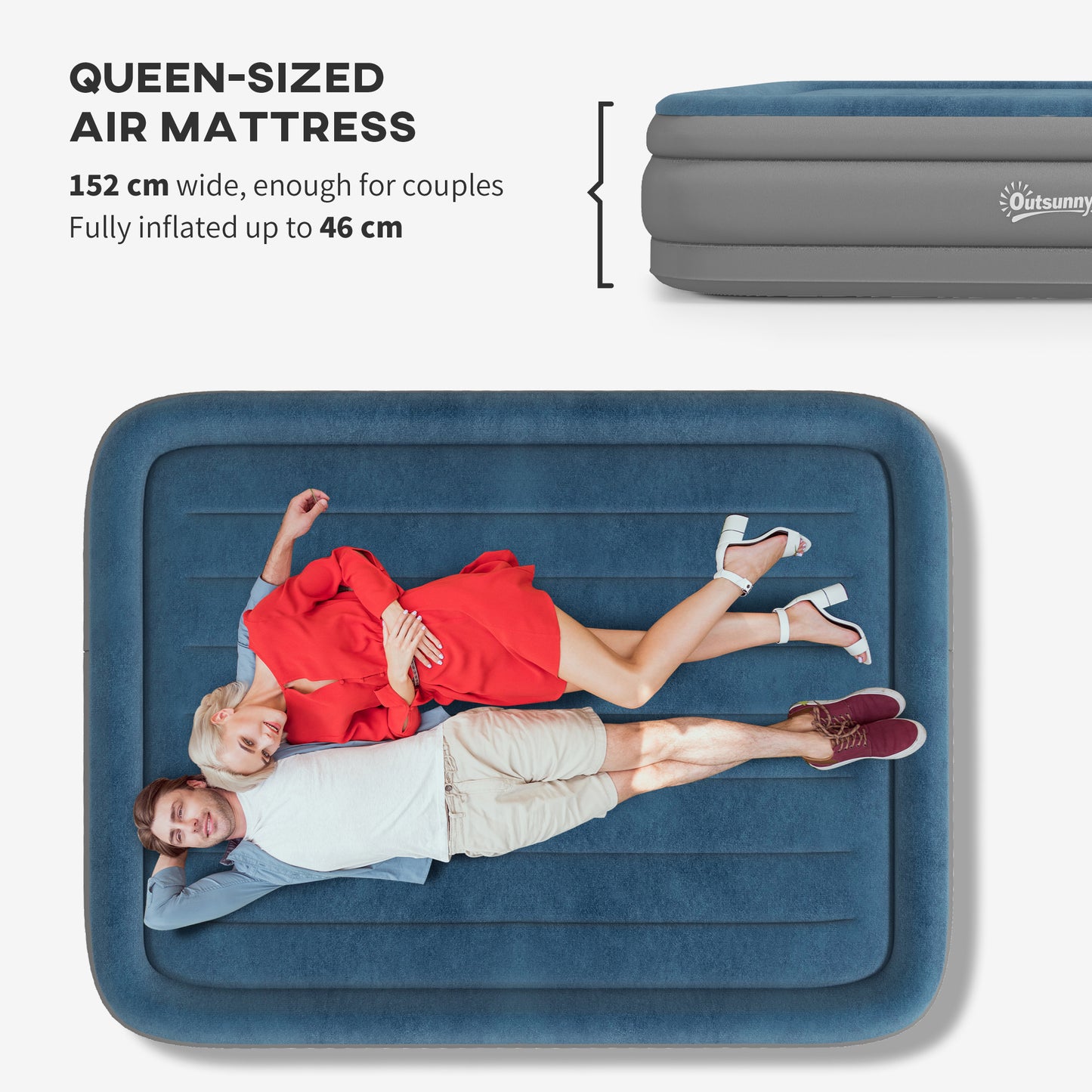 Outsunny Queen-Size Inflatable Mattress, with Built-In Electric Pump and Bag