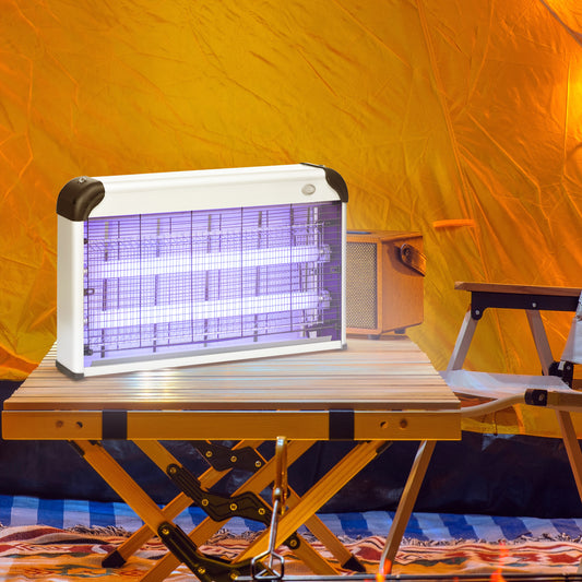 Outsunny Free Standing Wall Hanging 30W Electric Fly Mosquito Killer 60m2 Coverage Electric Fly Zapper, Bug Zapper, Insect Killer Silver