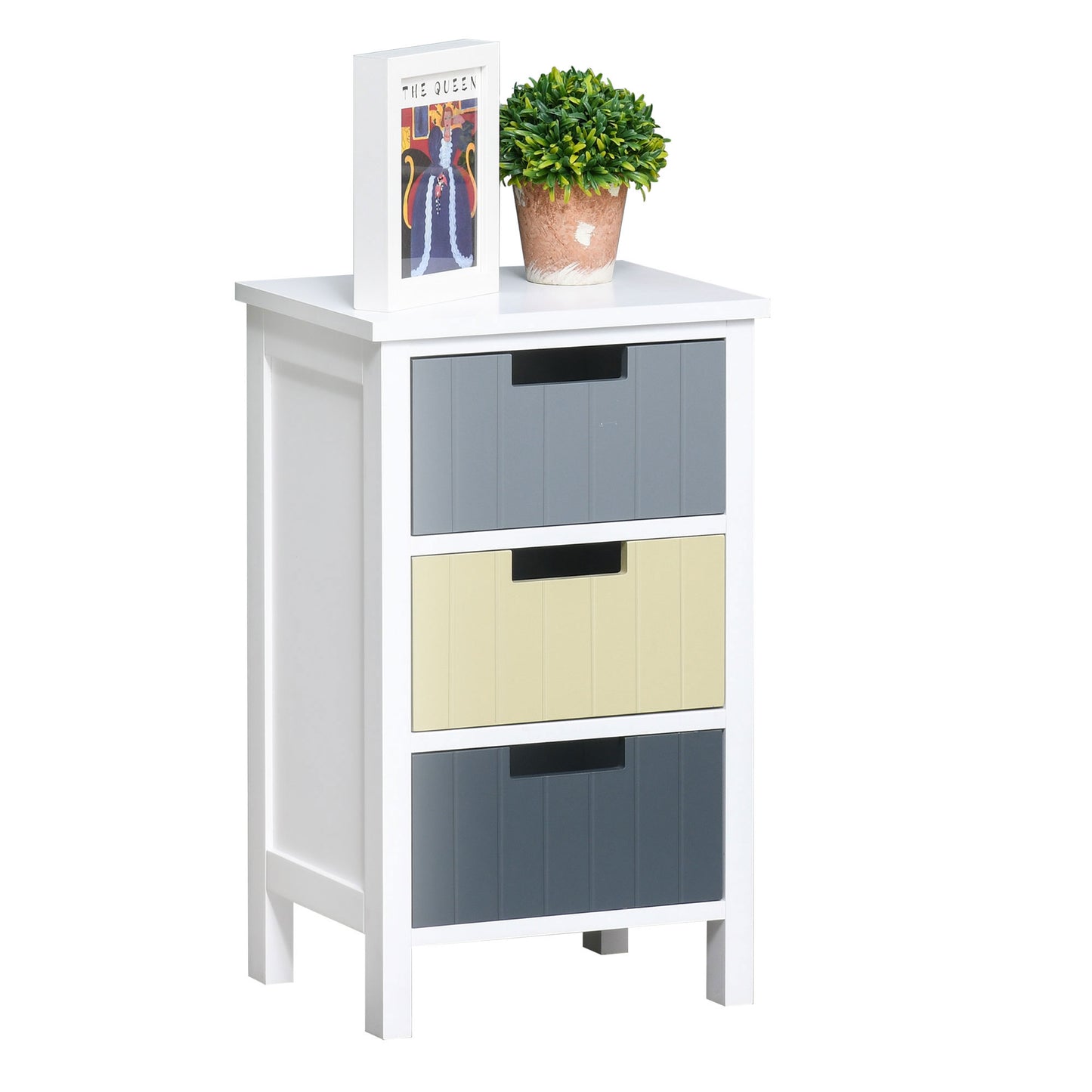 3 Drawer Storage Tower, Dresser Chest with Wood Top, Organizer Unit for Closets Bedroom Nursery Room Hallway