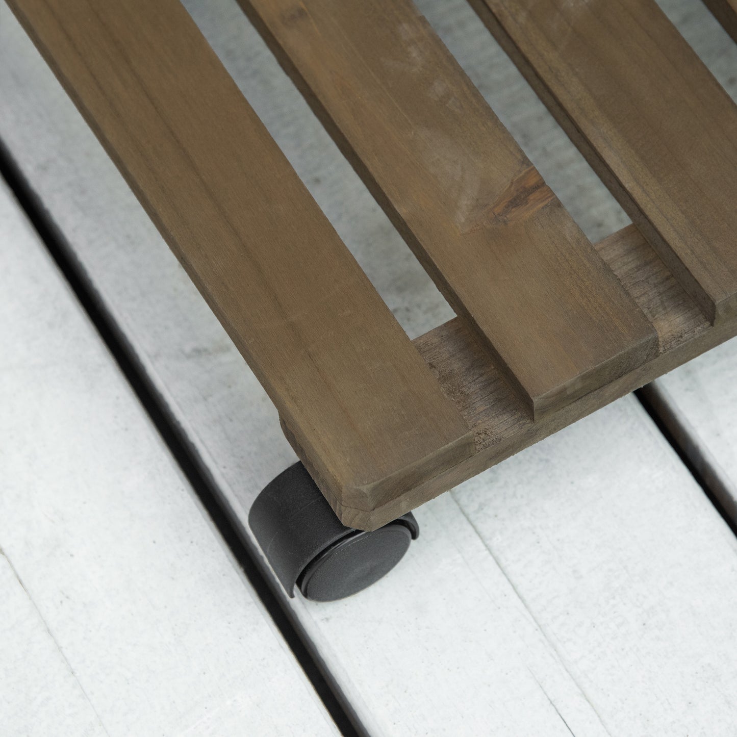 Outsunny 2 Pack Plant Stand with Wheels, Flowerpot Holder, Wooden Flower Display Stand for Indoor Outdoor Living Room Entryway