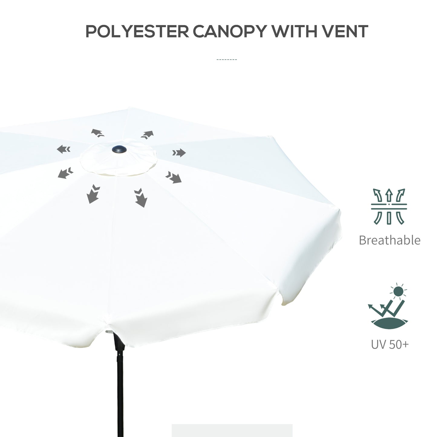 Outsunny 2.66m Patio Umbrella Garden Parasol Outdoor Sun Shade Table Umbrella with Ruffles, 8 Sturdy Ribs