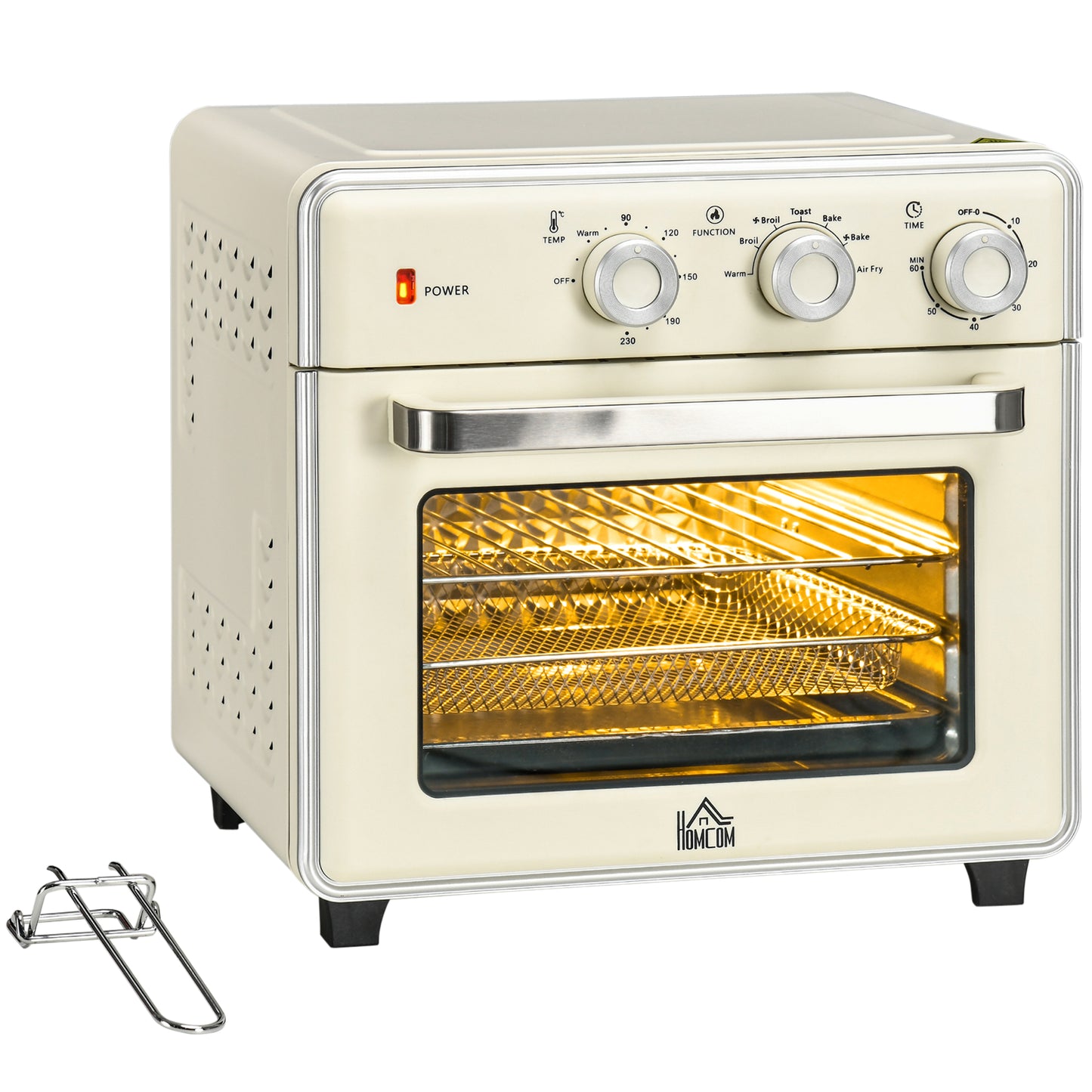 Retro Style 7-in-1 Toaster Oven, 20L 4-Slice Convection Oven with Warm, Broil, Toast, Bake, Air Fryer, 60min Timer and Adjustable Thermostat
