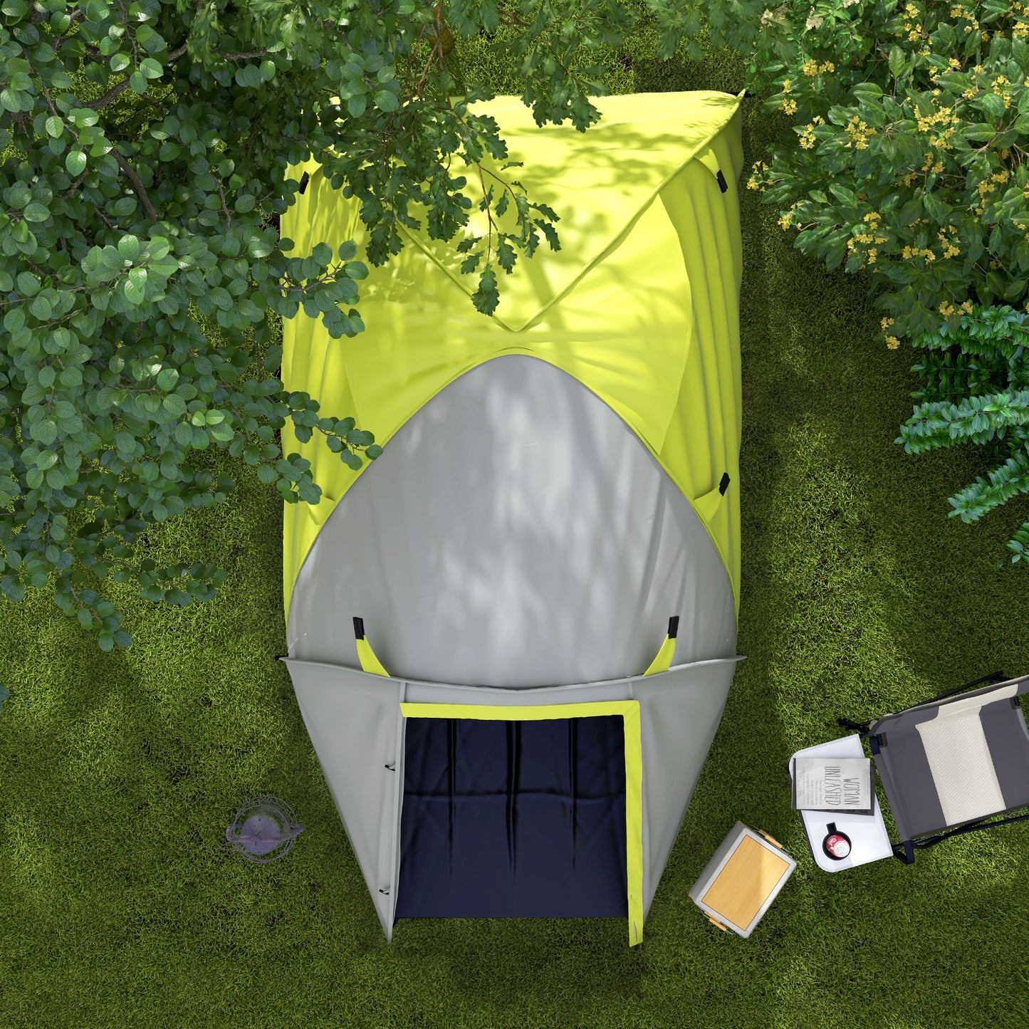 Outsunny 2-3 Man Camping Tent with 2 Rooms, 2000mm Waterproof Family Tent, Portable with Bag for Fishing Hiking Festival, Yellow