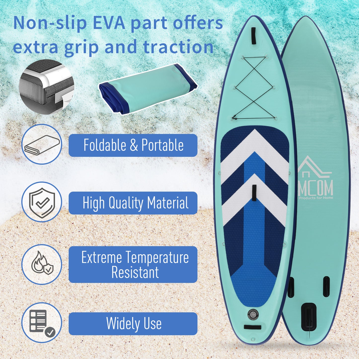 Inflatable Stand Up Paddle Board Kayak Conversion Kit SUP Accessories Carry Bag Non-Slip Deck And Paddle Seat - Green 10.5ft