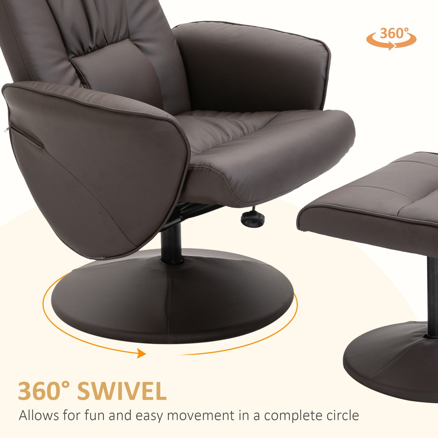 Luxury Executive Recliner Chair High Back and Footstool Armchair Lounge Seat Brown