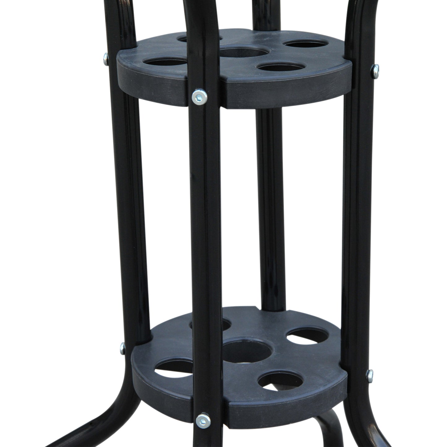Outsunny Φ60×70H cm Round Metal Table, Garden Table Tempered Glass-Black