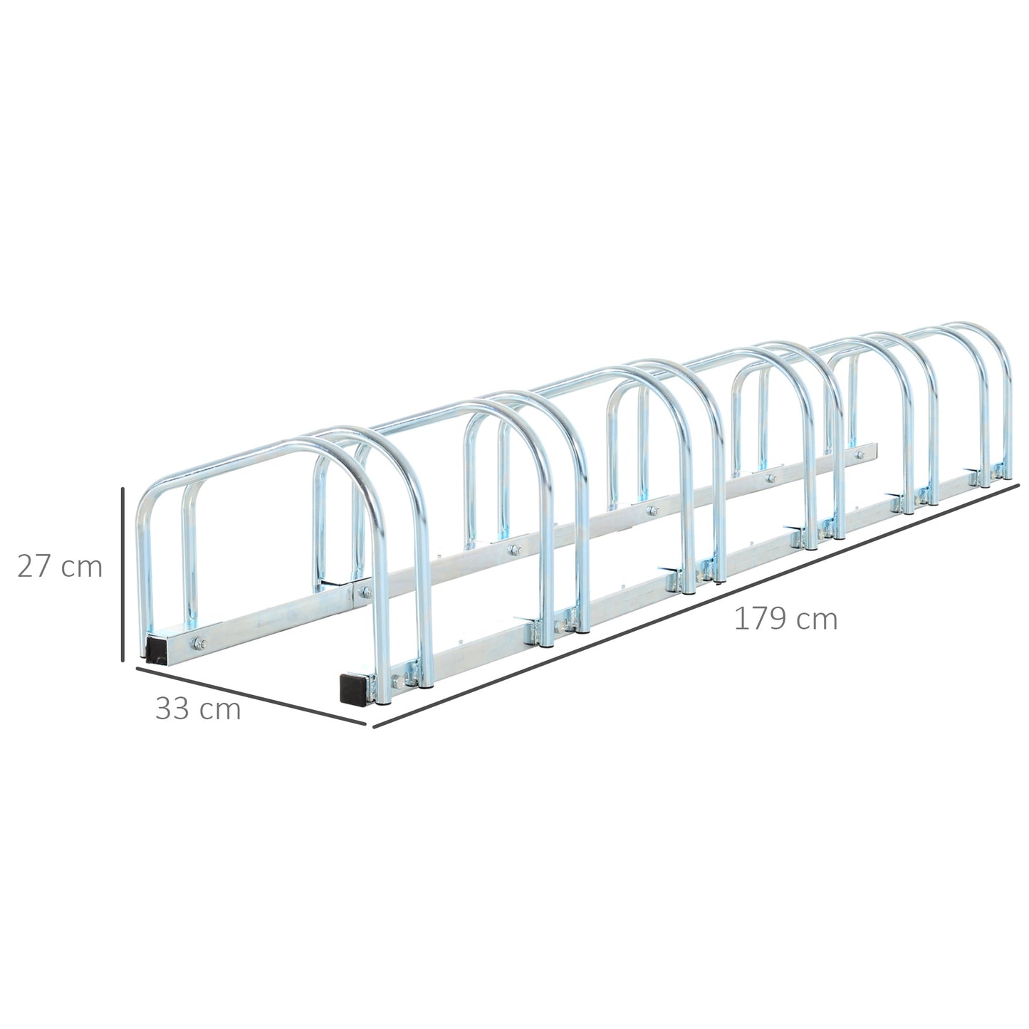 Bike Stand Parking Rack Floor or Wall Mount Bicycle Cycle Storage Locking Stand 179L x 33W x 27H (6 Racks, Silver)