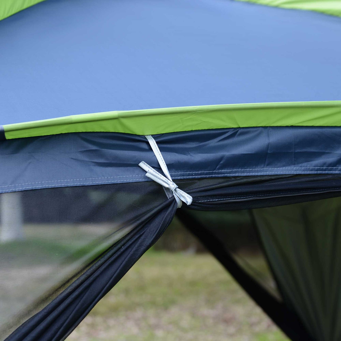 Outsunny 5-8 Person Camping Tent, Portable Dome Tent, Outdoor Screen House Sun Shelter, 360x355x215cm - Dark Blue/Green