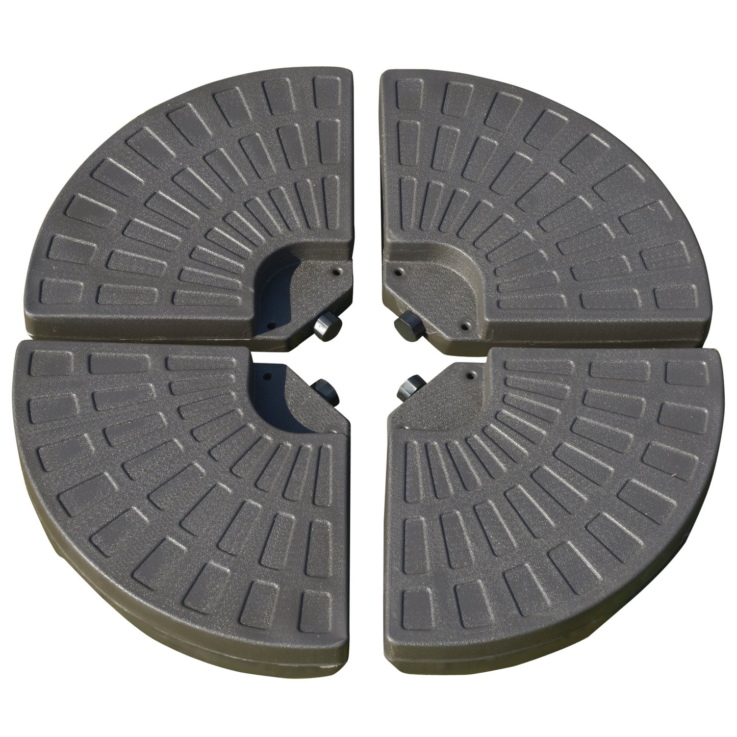 Outsunny 4-Piece Parasol Base Cantilever Offset Patio Umbrella Circular Base Stand w/Carry Handles, Water & Sand Filled