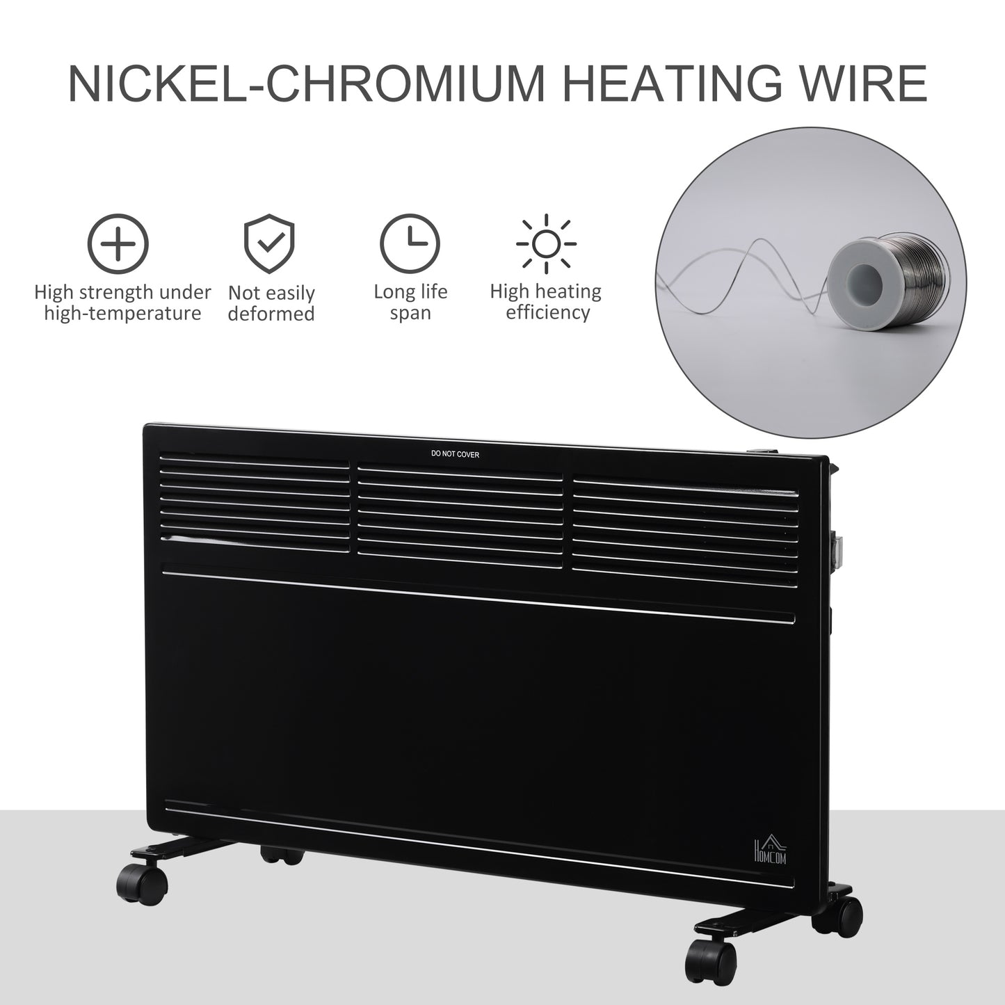 Convector Radiator Heater Freestanding or Wall-mounted Portable Electric Heating with 2 Heat Settings, Adjustable Thermostat and Safety Cut-Off
