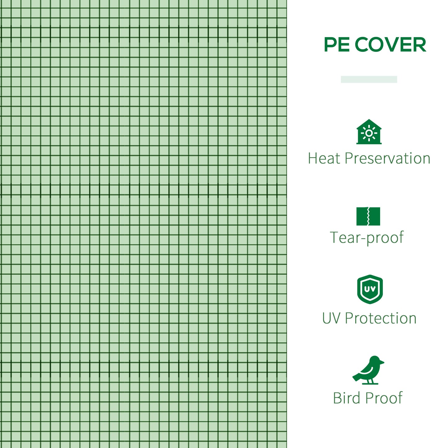 Outsunny PE Tunnel Greenhouse Green Grow House Steel Frame for Garden Backyard with Zipper Doors 295x100x80 cm Green