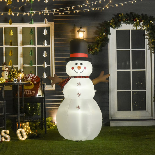 6ft/1.82m Tall Giant Outdoor Indoor Inflatable Snowman Christmas Decoration for Lawn with Hat Scarf LED Lights
