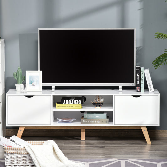 Particle Board 4-Compartment Media Tv Unit StandWhite