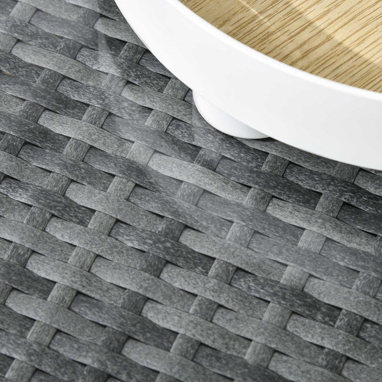 Outsunny 3 Piece Rattan Garden Furniture 4 Seater Outdoor Patio Corner Sofa Chair Set with Coffee Table Thick Cushions, Beige