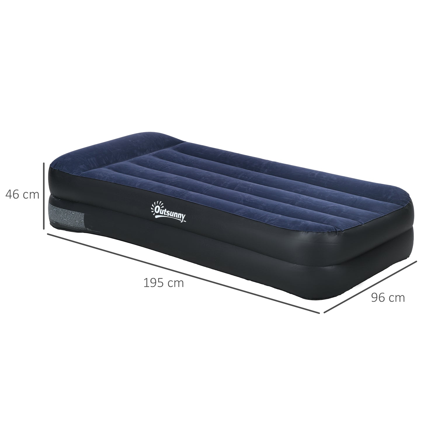 Outsunny Single Air Bed with Built-in Electric Pump and Carry Bag