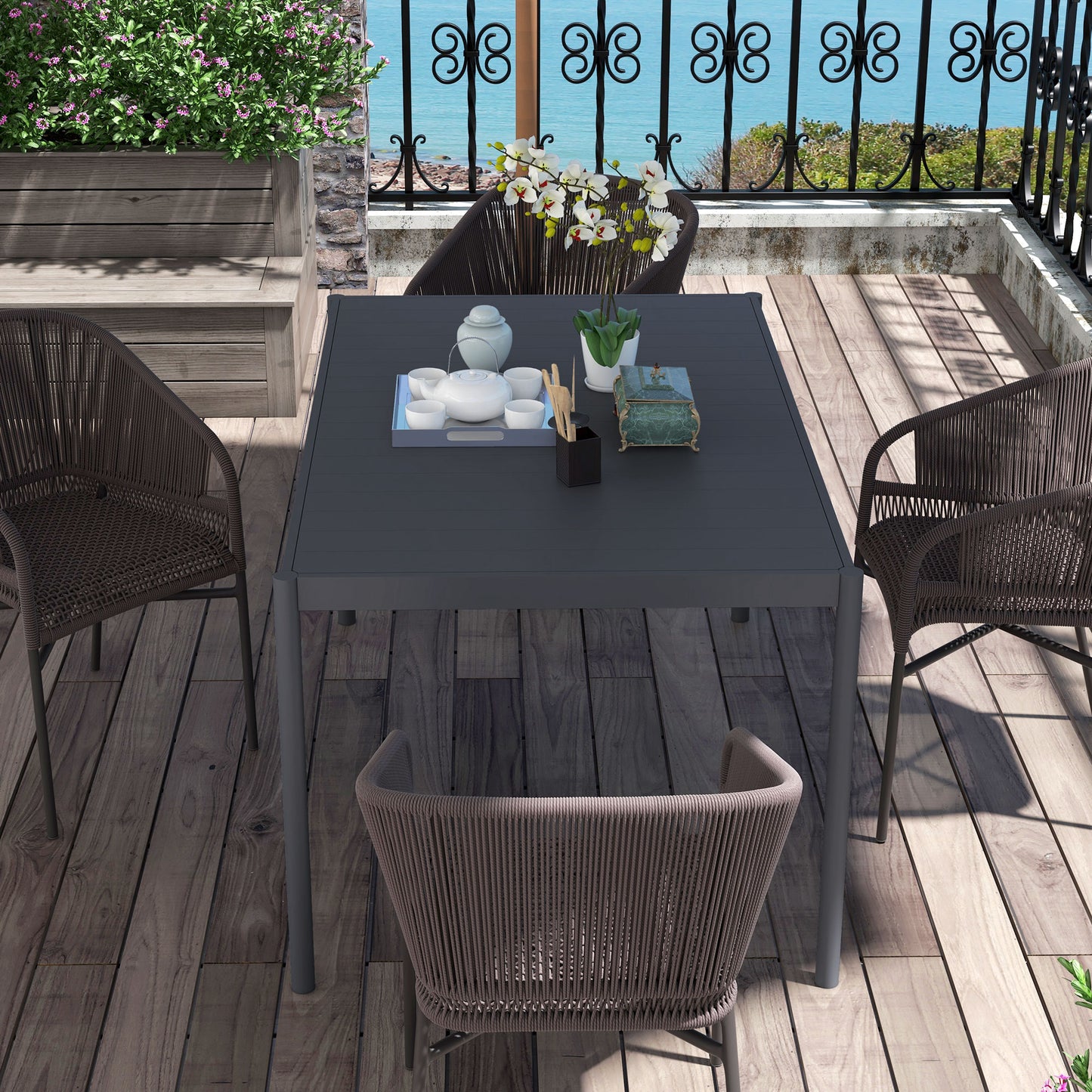 Outsunny Six-Seater Aluminium Outdoor Table