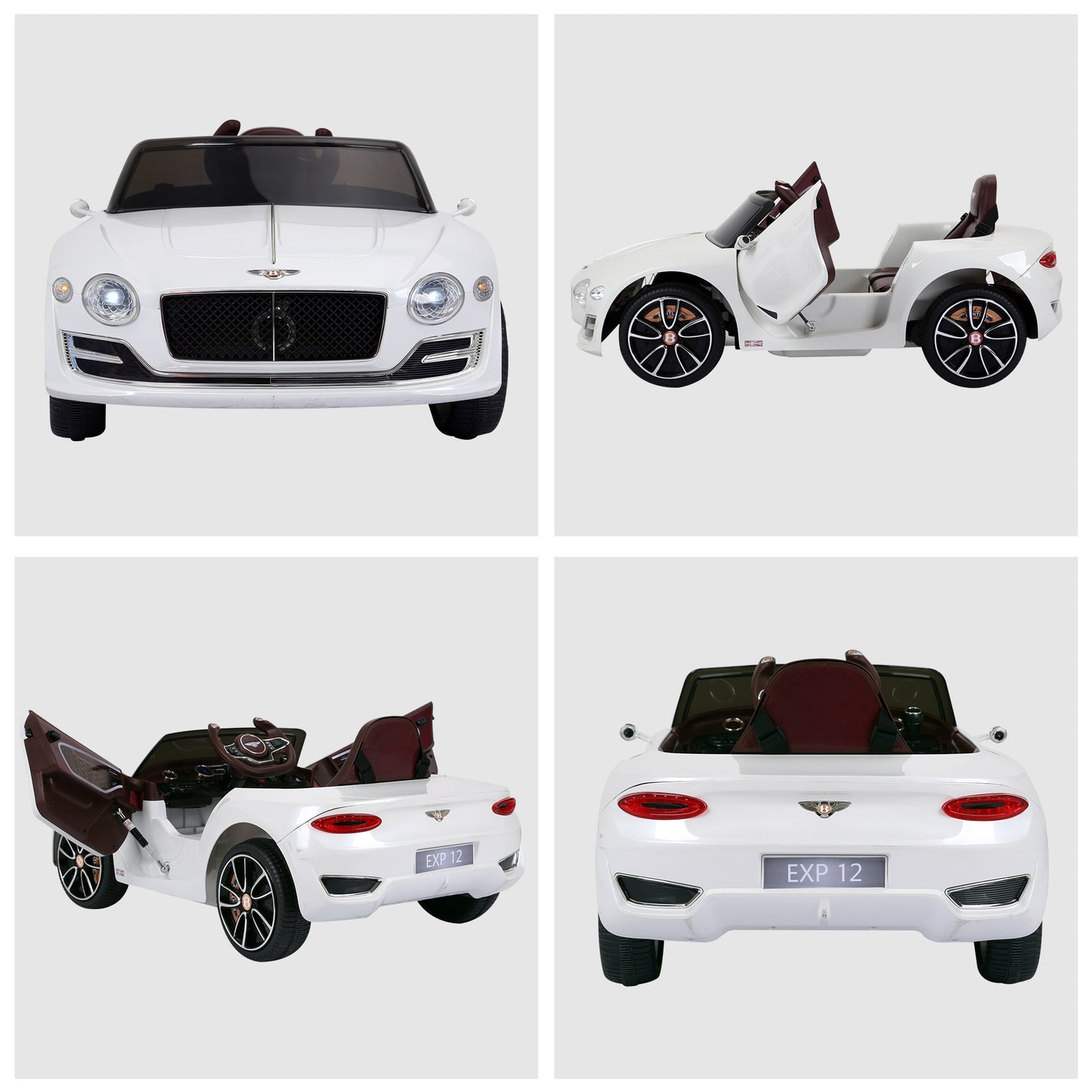 Kids Bentley Style Electric Ride-on Car W/ LED Lights-White